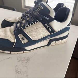 Louis Vuitton Men's Navy and White Sneakers